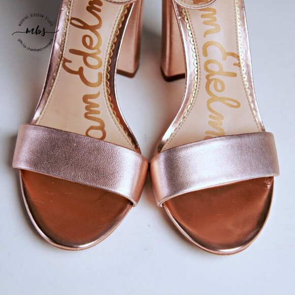 Sam Edelman Yaro Ankle Strap Block Heel Sandals Rose Gold Women 6.5 - Picture 13 of 14
